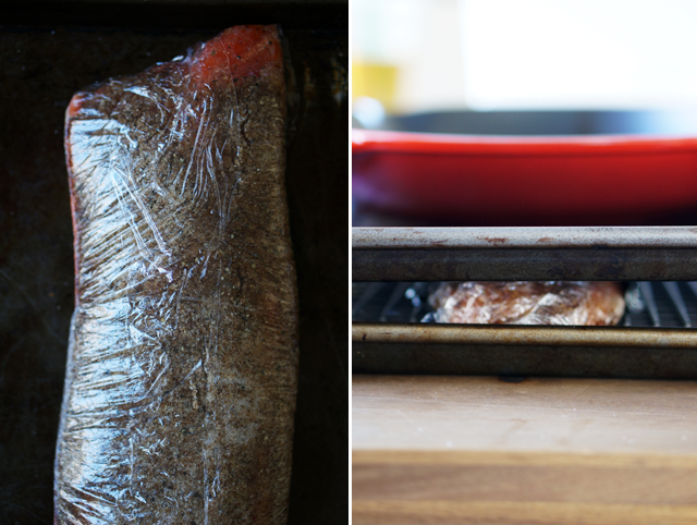 Curing salmon