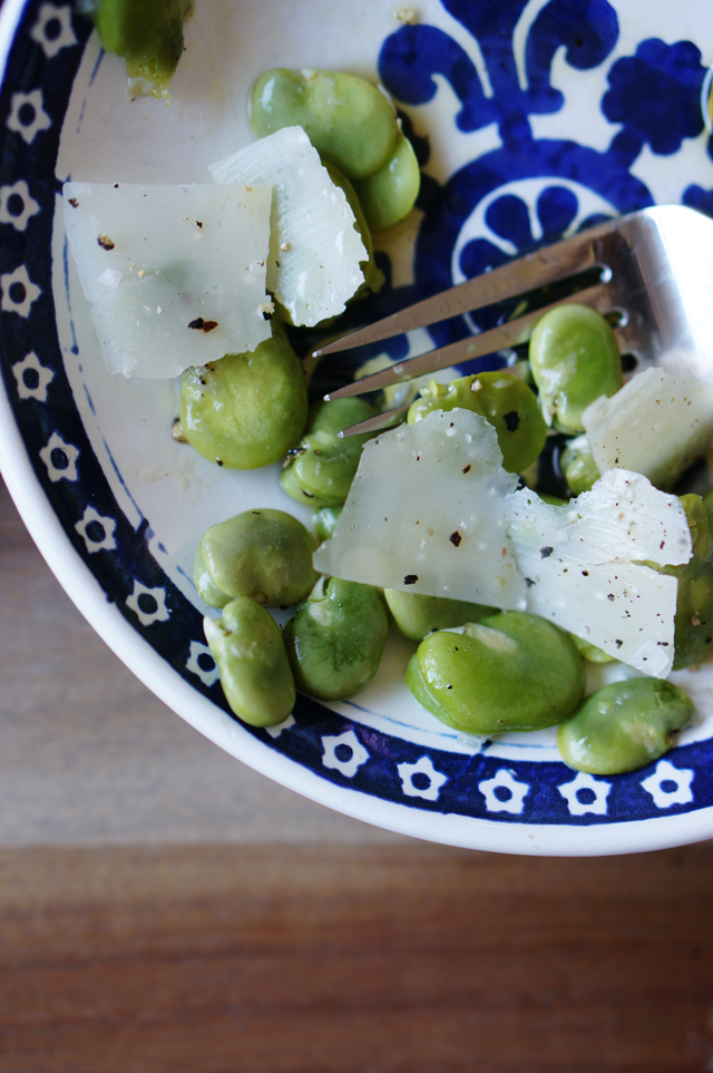 Grilled fava beans
