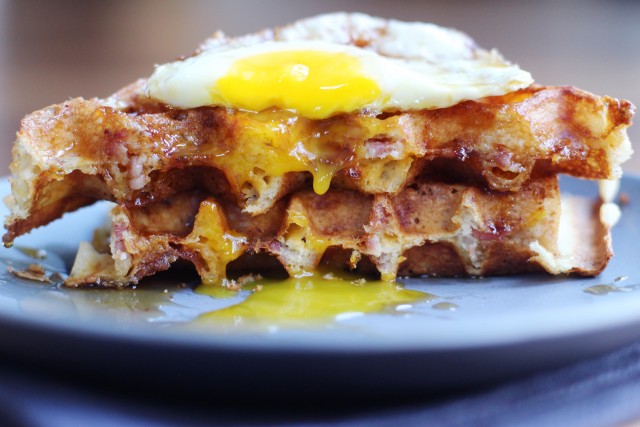 Bacon, Egg And Cheddar Hashbrown Waffles by madebyablonde