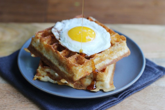 Bacon, Egg And Cheddar Hashbrown Waffles by madebyablonde