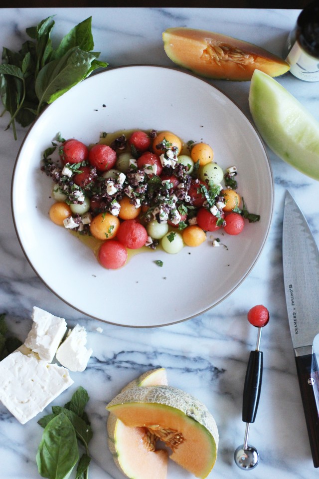 Melon, feta and olive salad | HonestlyYUM