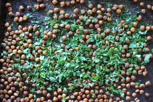 Garbanzo beans and cilantro