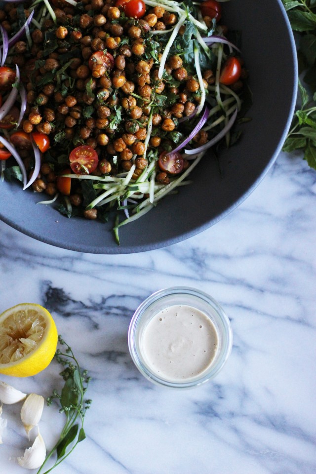 Salad and tahini dressing