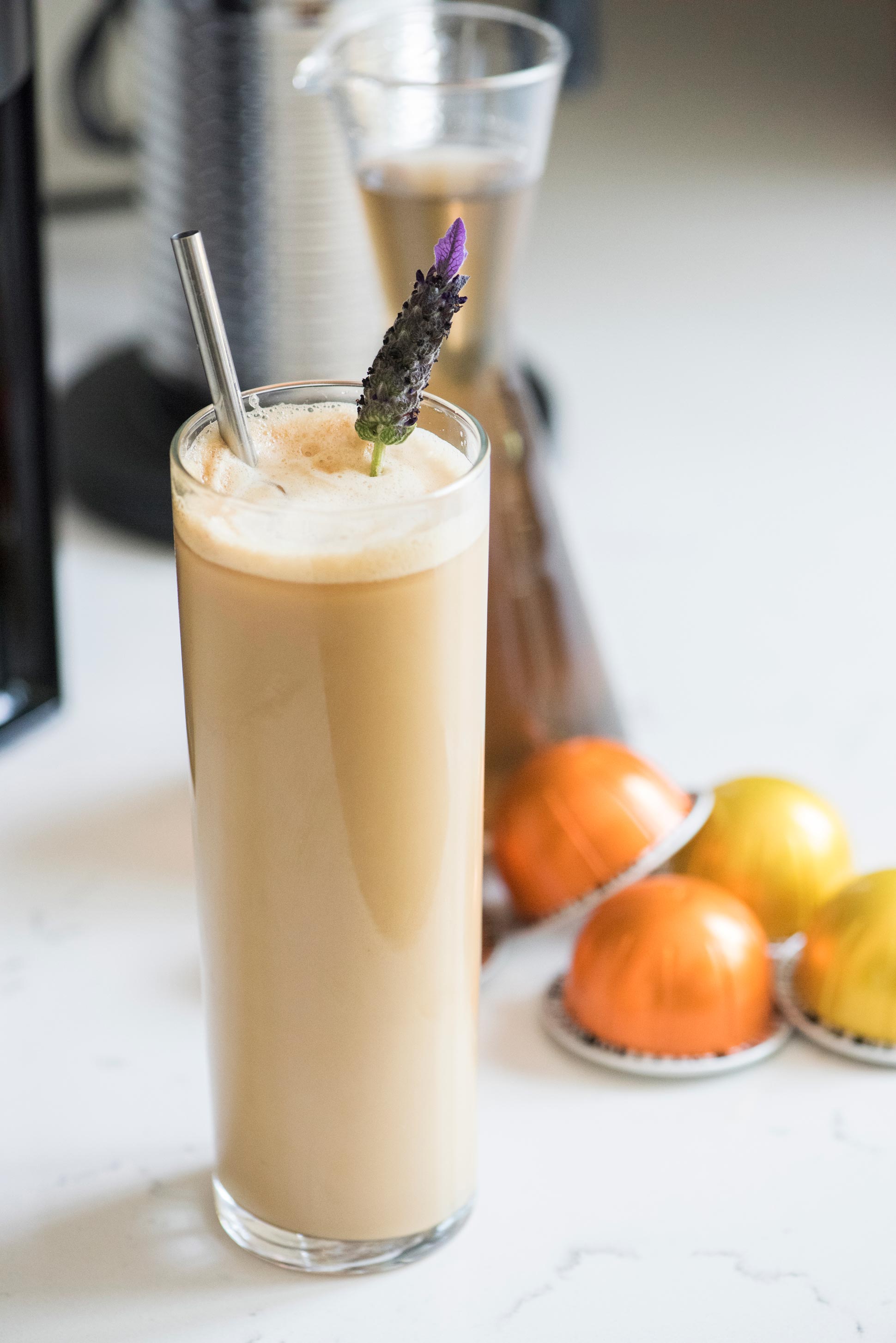 Homemade White Chocolate Lavender Iced Coffee