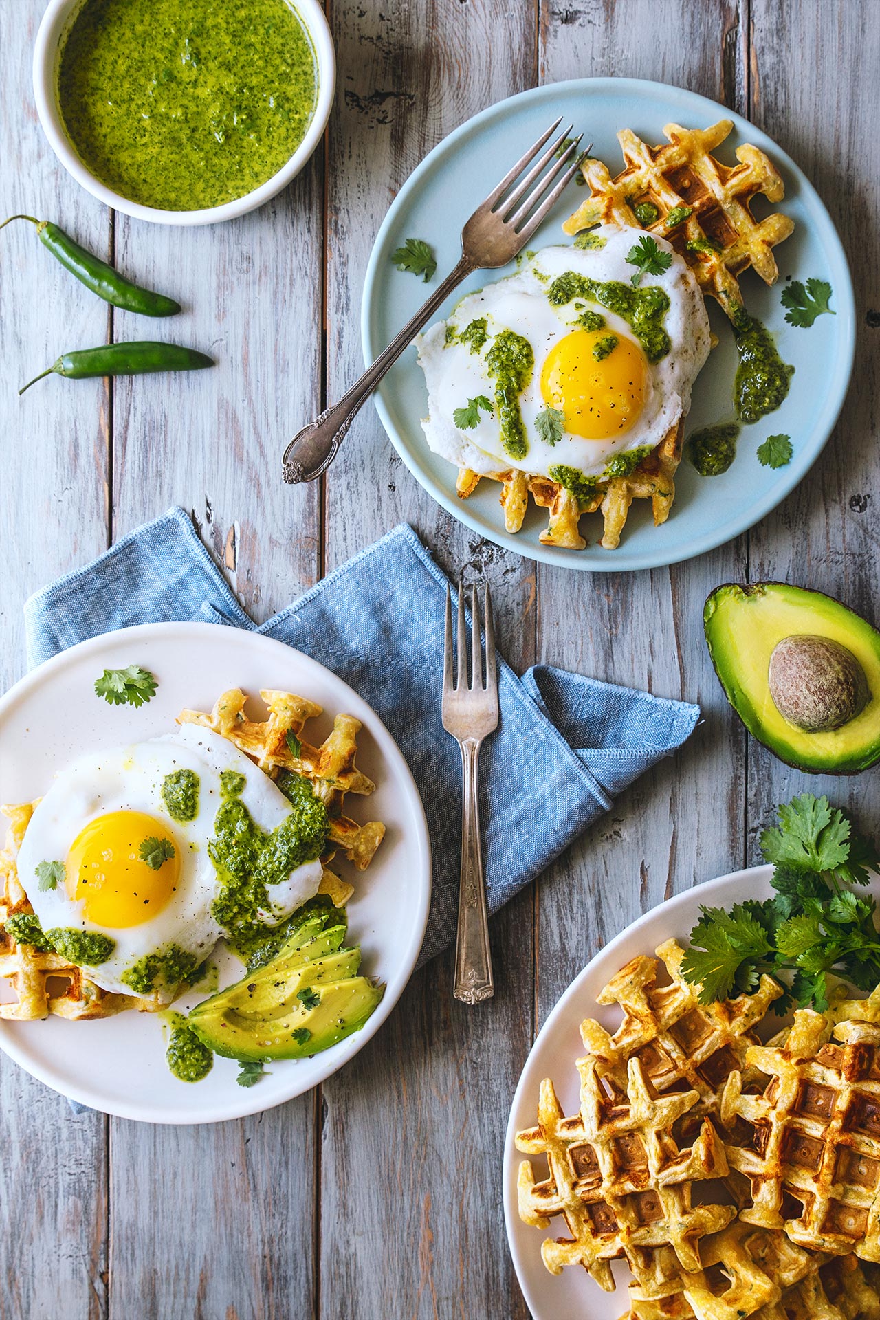 Jalapeño Cheddar Waffles w/ Fried Eggs | @HonestlyYUM | honestlyyum.com