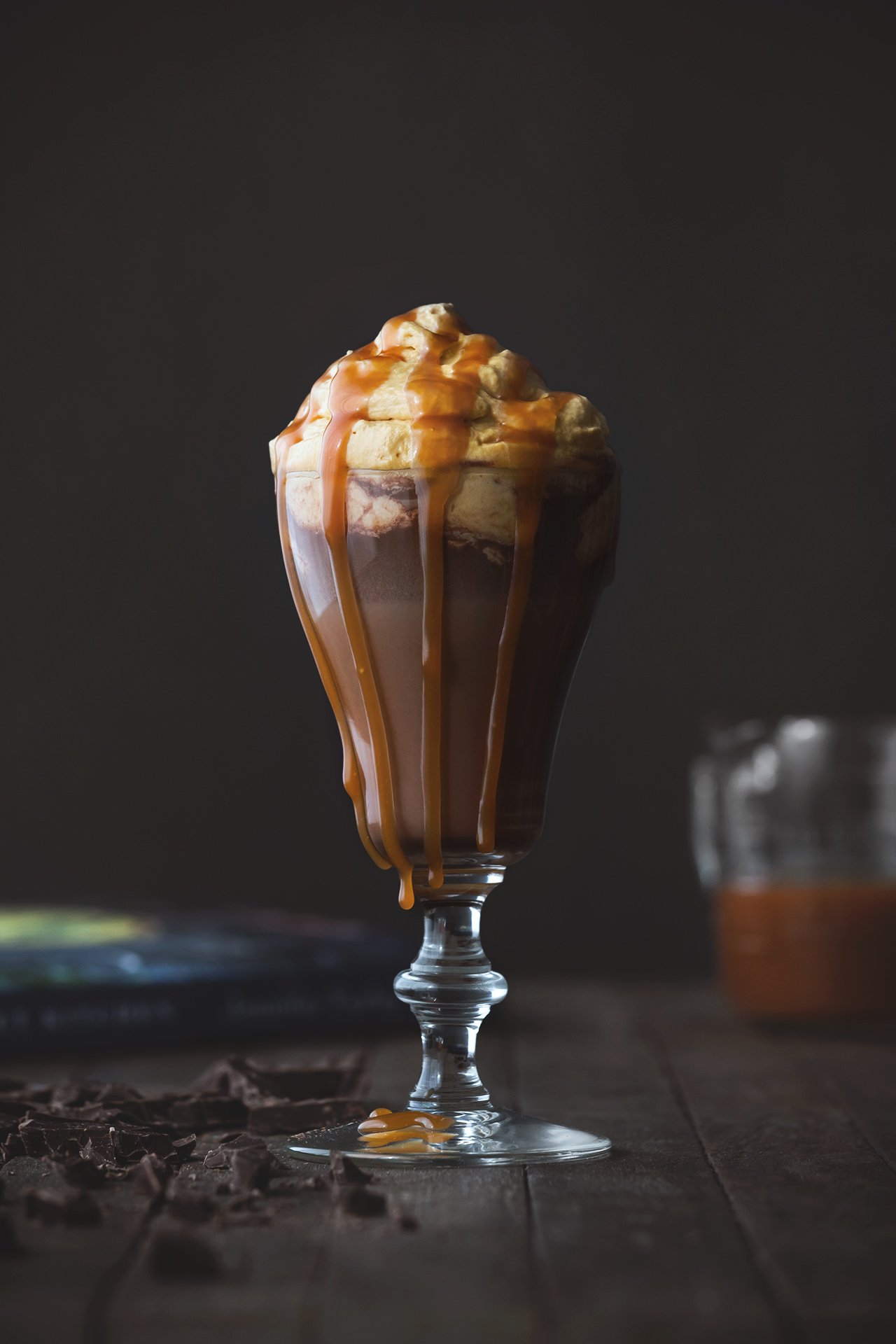 Boozy Hot Chocolate with Salted Caramel Whipped Cream // HonestlyYUM (honestlyyum.com)