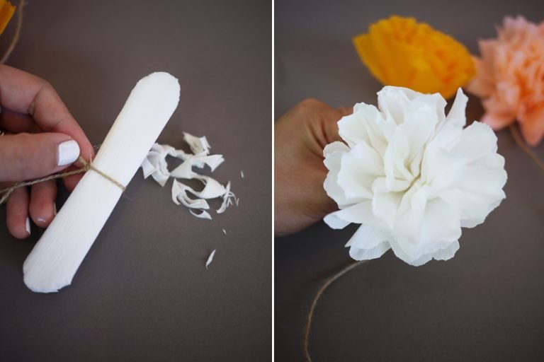 DIY Crepe Paper Pom Pom Garland HonestlyYUM