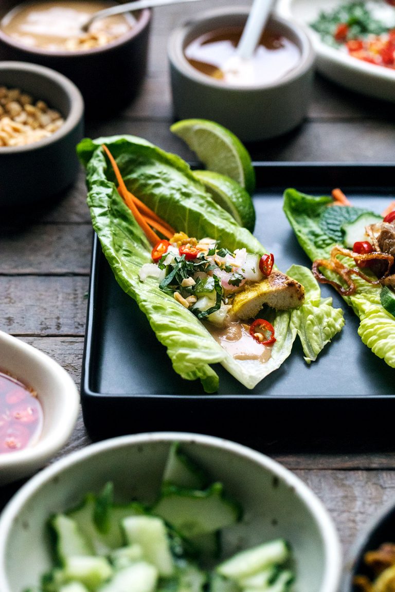 Chicken Satay Lettuce Wraps HonestlyYUM