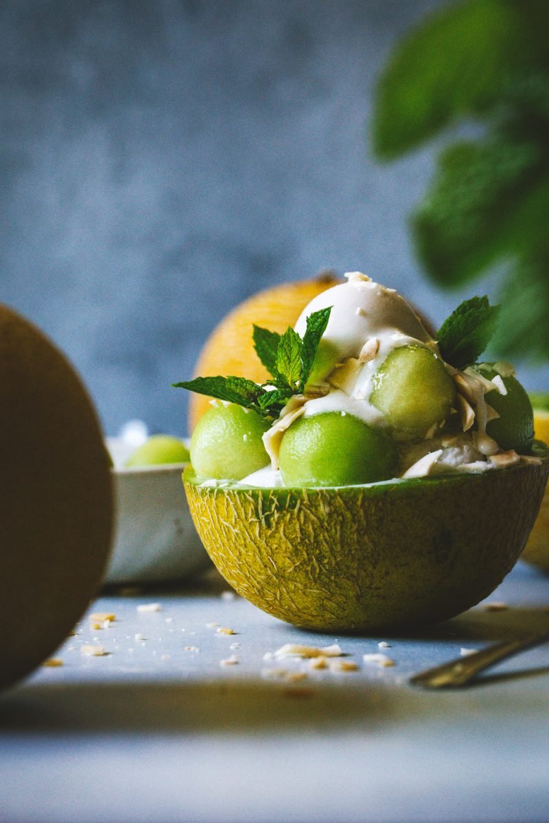 Galia Melon Bingsu w/ Coconut {Vegan} HonestlyYUM