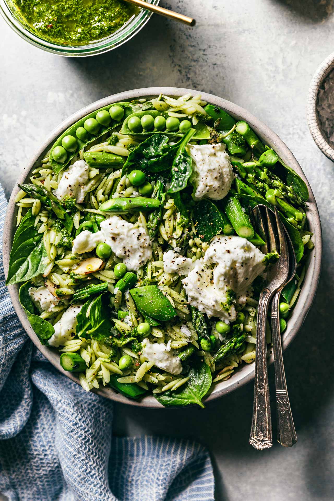 Green Orzo Salad w Basil Vinaigrette