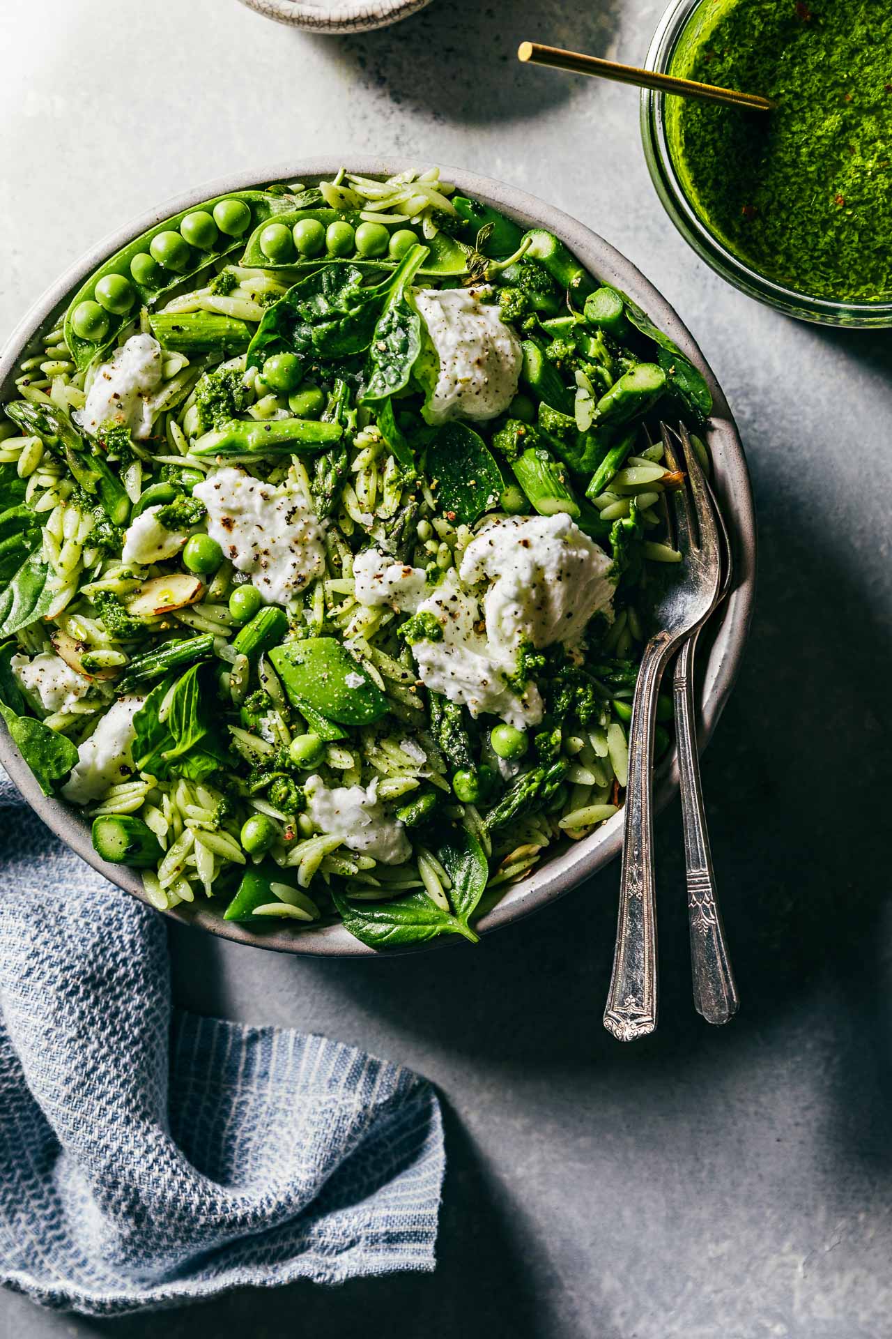 Green Orzo Salad w Basil Vinaigrette